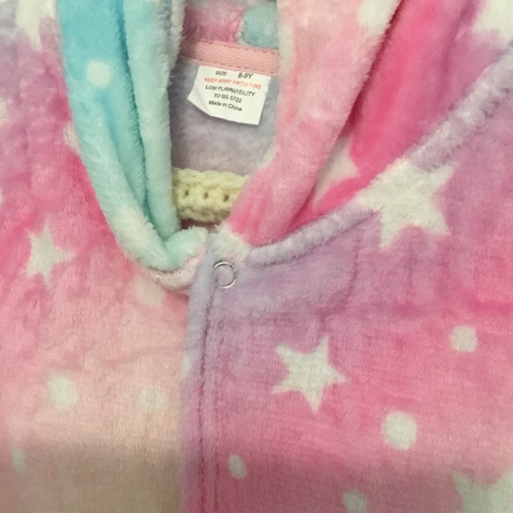 New Girls unicorn bathrobe, housecoat, multi color, ages 8-9 with mini robe - Picture 2 of 7